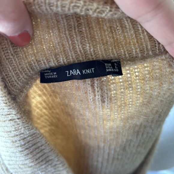 Zara Oatmeal Beige Mohair Wool Blend Sweater - Large - Picture 8 of 8